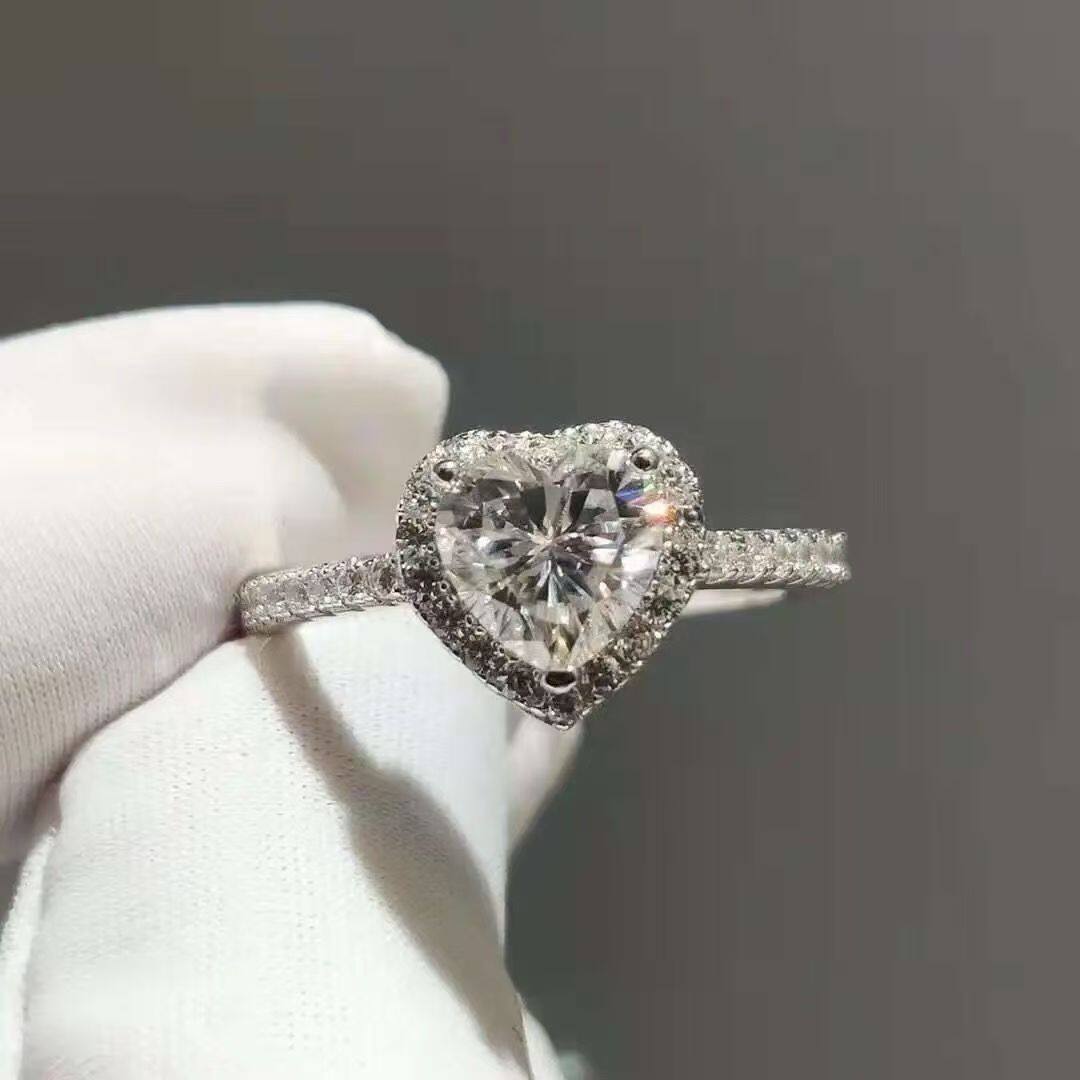 S999 sterling silver love diamond ring for women D color eight hearts and eight arrows sterling silver knot wedding diamond ring