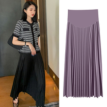 Pregnant woman 100 pleats half body dress Summer medium long version Korean version High waist display slim black 100 lap fashion A word for grotto