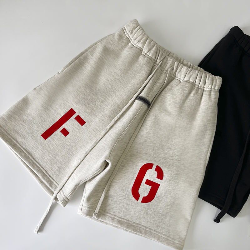 FEAR OF GOD FOG第七季主线FG植绒印花高街潮牌宽松休闲短裤男女 - 图1