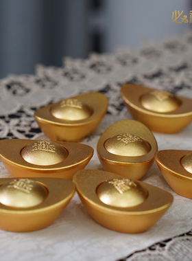 必禧利实心黄铜小元宝摆件手把件