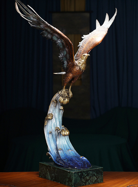 必禧利黄铜大展宏图老鹰摆件