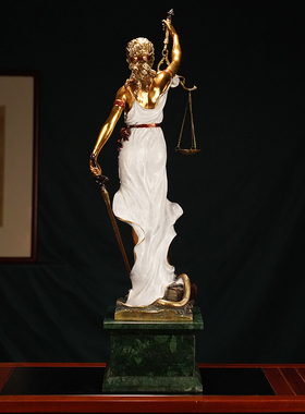 必禧利纯铜彩绘司法正义法院摆件