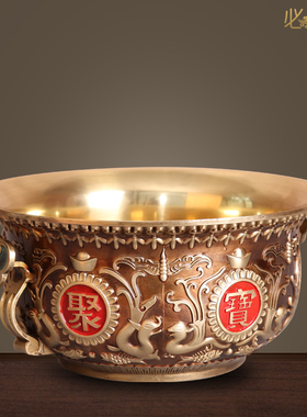 必禧利纯铜聚宝盆摆件开业招财
