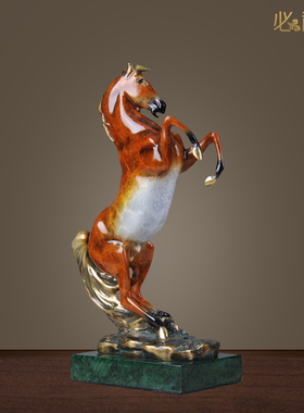 必禧利欧式风纯铜红色唐马摆件