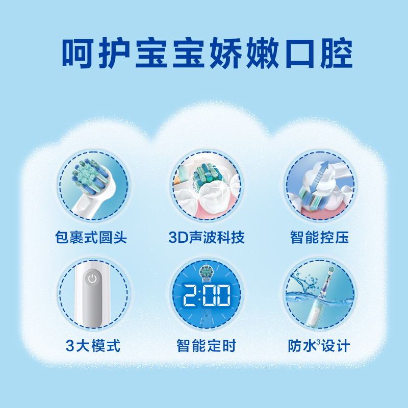 OralB欧乐B儿童电动牙刷8-12岁pro1kids换牙期软毛充电式礼盒套装