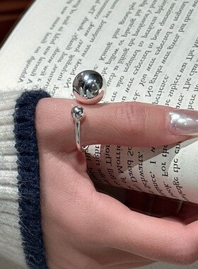 几何圆球珠子戒指女简约冷淡风多层线条指环网红个性百搭食指戒潮