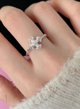 叠戴甜酷百搭交叉戒指女简约时尚优雅气质开口指环ins风食指戒潮