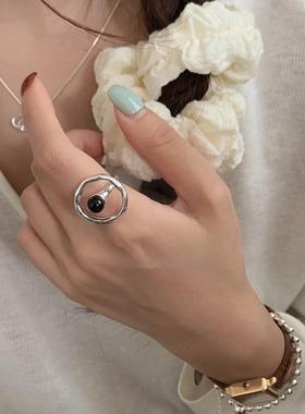 圆圈几何镂空戒指女个性时尚嘻哈朋克开口指环ins风小众食指戒潮
