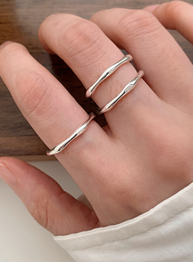 小众冷淡风镀银几何食指戒指