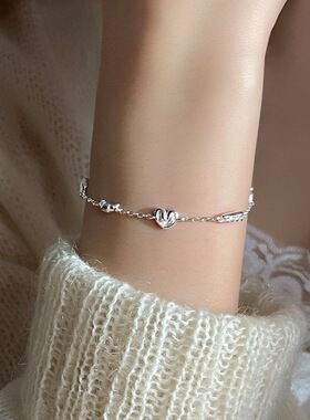 面包脑袋手链女个性时尚甜甜圈华夫饼蝴蝶酥创意S925镀银手环手饰