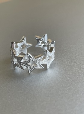 甜酷镂空星星戒指女几何五角星形精致开口指环ins风小众食指戒潮