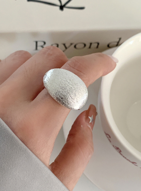 超酷拉丝闪砂镀银开口食指戒