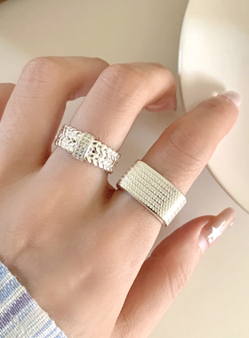 简约百搭几何方形宽边女士戒指