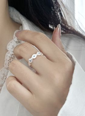 甜美星星拉丝戒指女简约时尚气质不规则开口指环小众设计食指戒潮