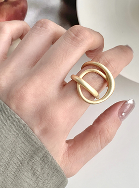 几何夸张线条戒指女个性不规则缠绕圆圈开口指环小众食指戒指环潮