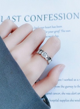 童趣卡通动物王国戒指女抖音爆款时尚网红S925银开口指环食指戒潮