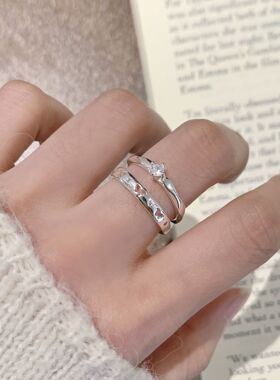 简约冷淡风镂空蝴蝶戒指女ins风小众设计感细圈开口指环食指戒潮