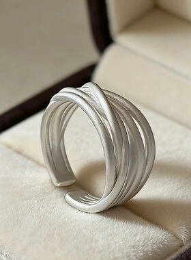 极简多层线条戒指女冷淡风个性百搭气质开口指环嘻哈网红食指戒潮