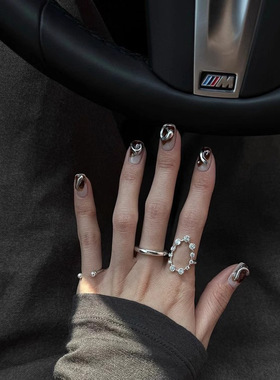 几何夸张椭圆镂空戒指女百搭时尚叠戴气质个性开口指环网红食指戒