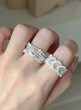 甜酷几何线条戒指女小众设计轻奢高级感镂空蕾丝开口指环食指环潮