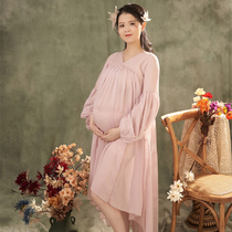 Photo-photo gallery pregnant woman photos of clothes new style retro oil painting Wind art surrogacy Mom Write a real photo gown for a dress