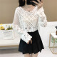 ເສື້ອເຊີດ lace hollow blouse ບາງໆສໍາລັບແມ່ຍິງ