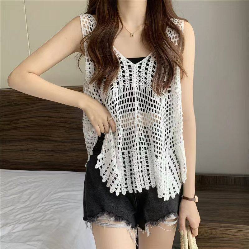 2025新款夏季女装时尚镂空蕾丝背心外搭宽松遮肚减龄短袖T恤上衣,淘宝优惠券,粉丝福利购,淘宝优惠卷