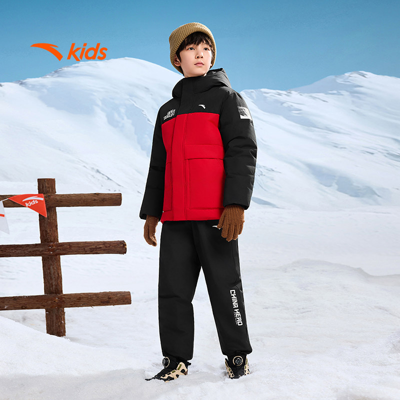 安踏儿童男童羽绒服三防外套2025冬季新年红加厚棉袄雪壳热返羽绒,淘宝优惠券,粉丝福利购,淘宝优惠卷
