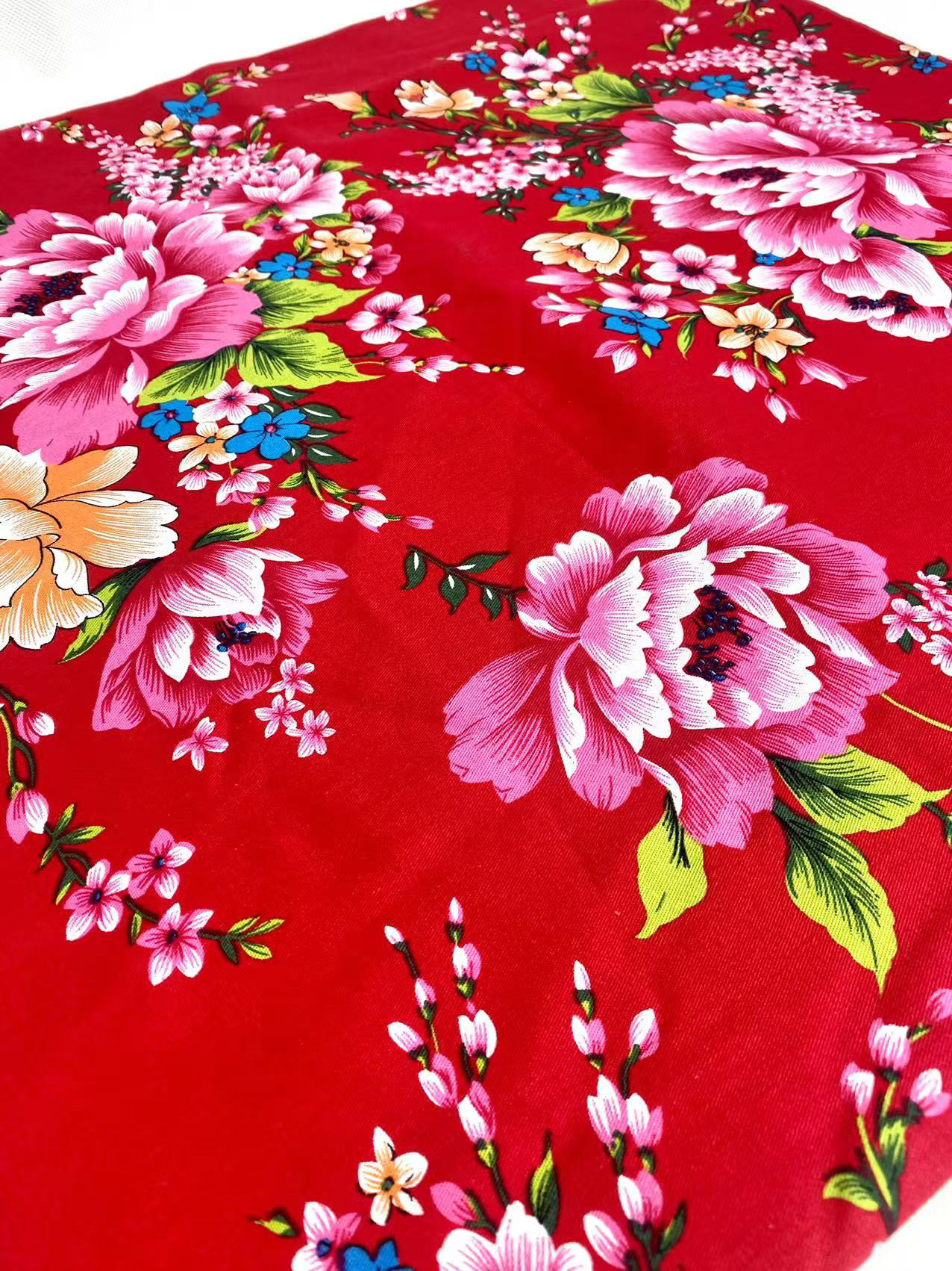 东北大花布 纯棉斜纹厚款大富贵牡丹花被面棉服面料,淘宝优惠券,粉丝福利购,淘宝优惠卷