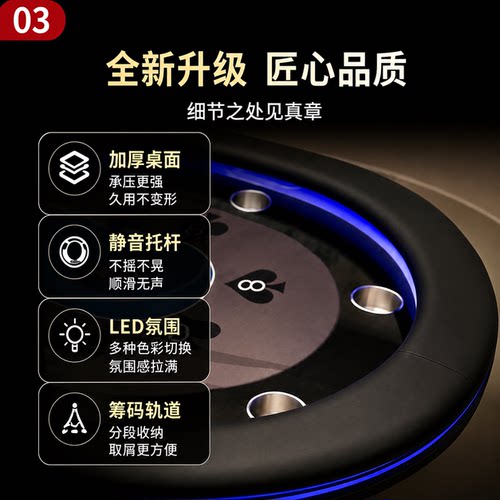 工厂直销德州扑克桌子筹码桌棋牌室专用桌面桌布可定制配全套德州 - 图1