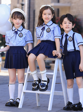 儿童班服套装中小学生校服季校服短袖衬衫英伦运动会幼儿园园服夏