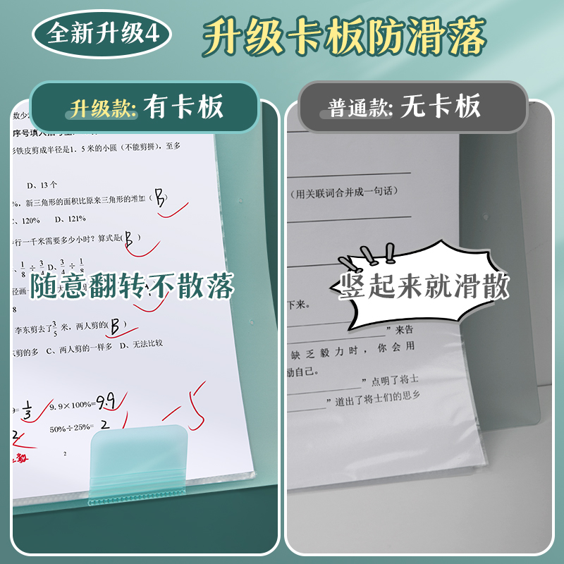 A3试卷收纳袋试卷夹文件夹试卷整理神器小学生用透明插页多层放装卷子的夹子A4考卷资料册初中生高中科目分类 - 图3