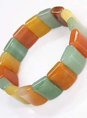 男女款东陵玉彩色方形手链民族风