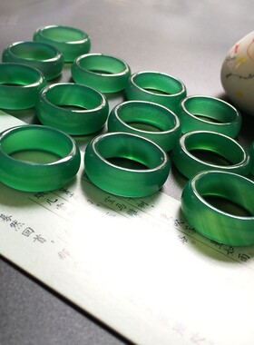 天然绿玛瑙戒指情侣指环男女礼