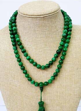 佛珠念珠多圈铁龙生手串干青翡翠