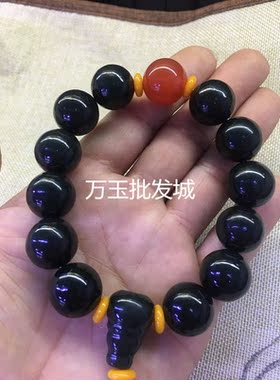 正品新疆天然和田玉青玉手串男士圆佛珠串男玉石手链女情侣款转运