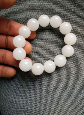 新疆和田玉手链圆珠链昆仑白羊脂男女款手串真品新款新品推荐包邮