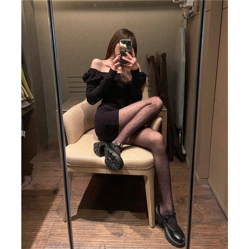 吾等是猫黑丝袜女性感图案波点ins网红复古超薄jk高透辣妹连裤袜 - 图3