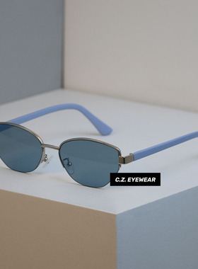 CHOZEN/复古茶色半框高级感金属猫眼墨镜防紫外线太阳镜配度数女