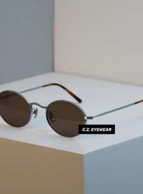 刘亦菲同款复古椭圆框老钱风墨镜