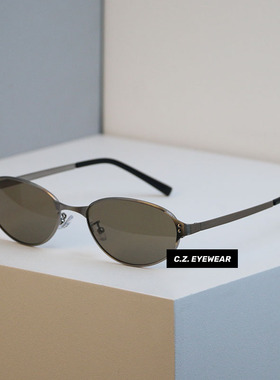 修脸型金属拉丝复古老钱风太阳镜