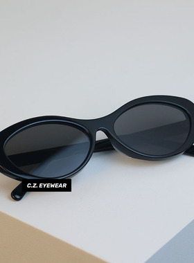 辣妹街拍窄框猫眼板材放哨墨镜