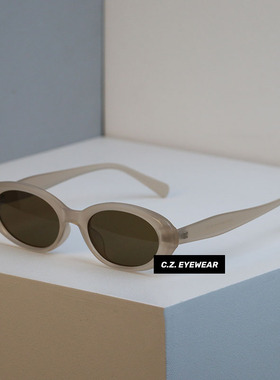 CHOZEN/ins风小椭圆猫眼墨镜橄榄绿超酷防晒uv400太阳眼镜配近视