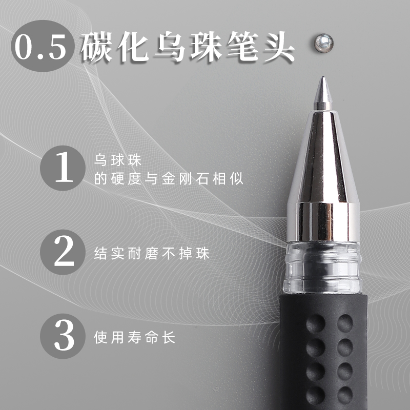 晨光中性笔学生用碳素黑色水笔考试0.5mm子弹头可换笔芯红笔老师专用蓝黑笔墨蓝商务办公拔帽签字笔文具用品 - 图1