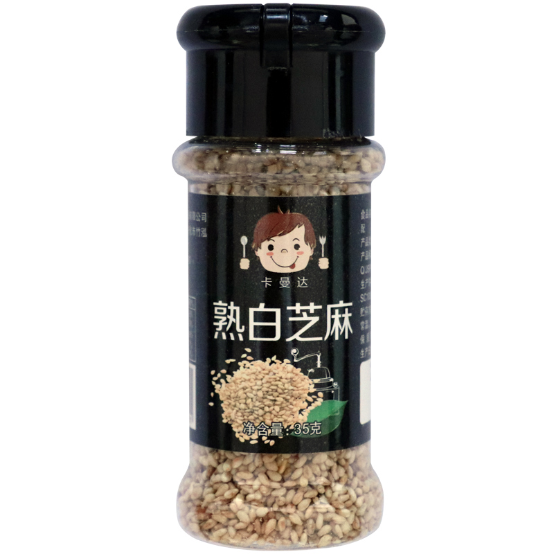 熟白芝麻35g*3瓶 烧烤调料家用即食干吃甜品烘焙原料白芝麻花生糖 - 图3