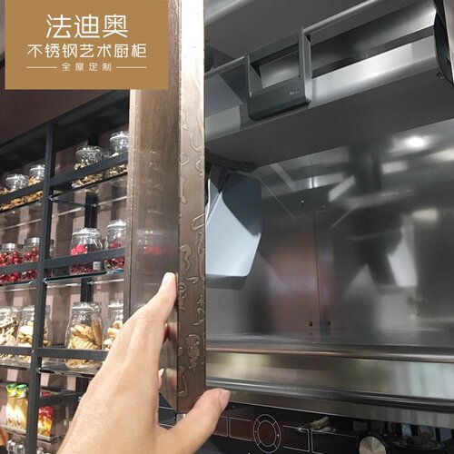 法迪奥工业风304不锈钢橱柜定制不锈钢台面整体U字型简约款开放式 - 图2