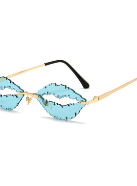 新款欧美搞怪无框嘴唇太阳镜