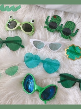可达绿色系爱心少女韩版太阳眼镜