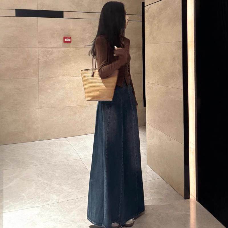 复古显瘦高腰A字牛仔半身裙女2025秋冬设计感洋气减龄牛仔长裙子,淘宝优惠券,粉丝福利购,淘宝优惠卷