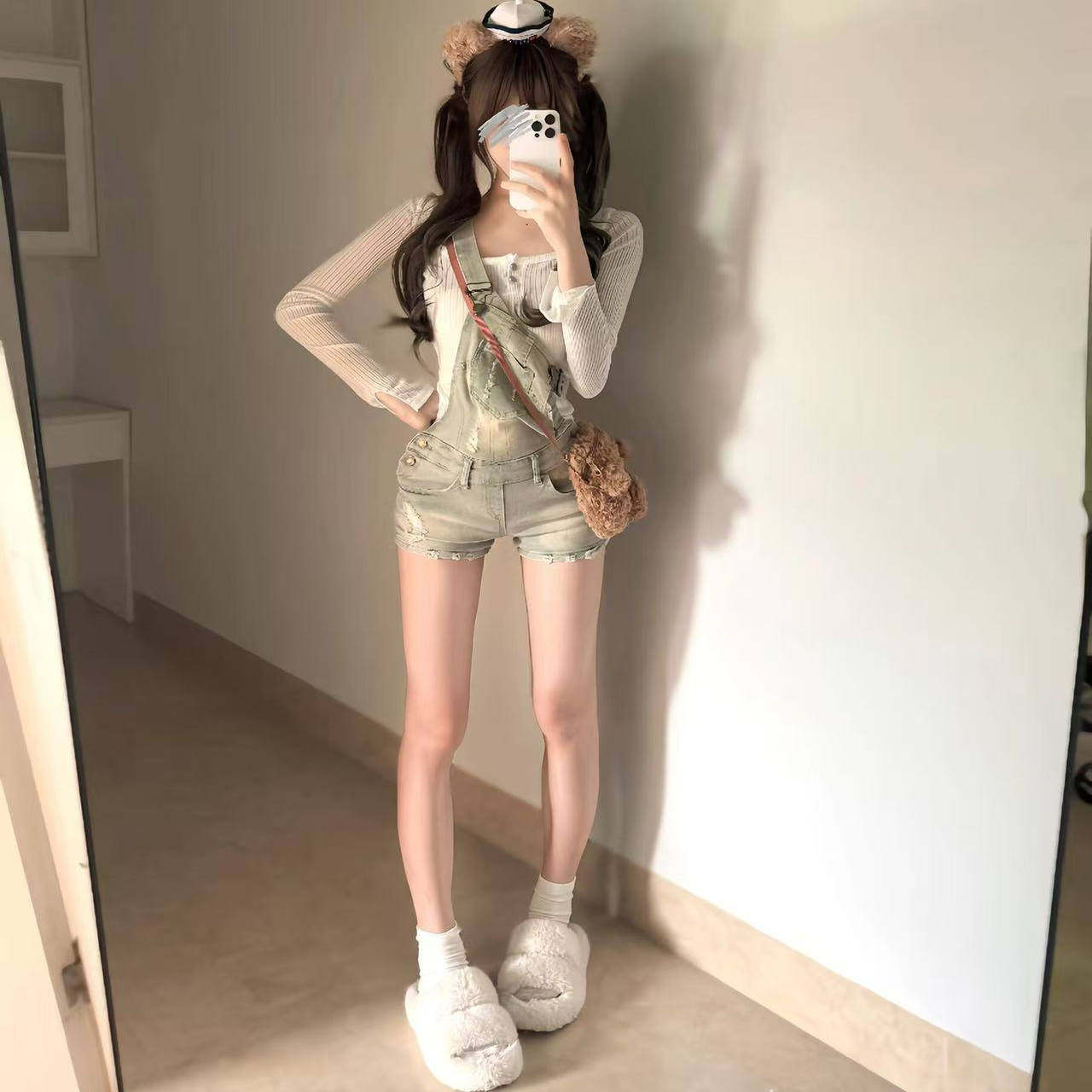 夏季新款纯欲俏皮破洞牛仔背带短裤女辣妹性感收腰修身显瘦热裤子,淘宝优惠券,粉丝福利购,淘宝优惠卷